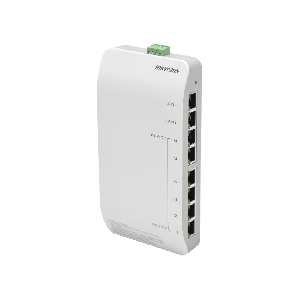 Distribuidor PoE (propietario) de Audio y Vídeo / Soporta Hasta 6 dispositivos / Compatible con Frente de Calle y Monitor IP HIKVISION – vista 2