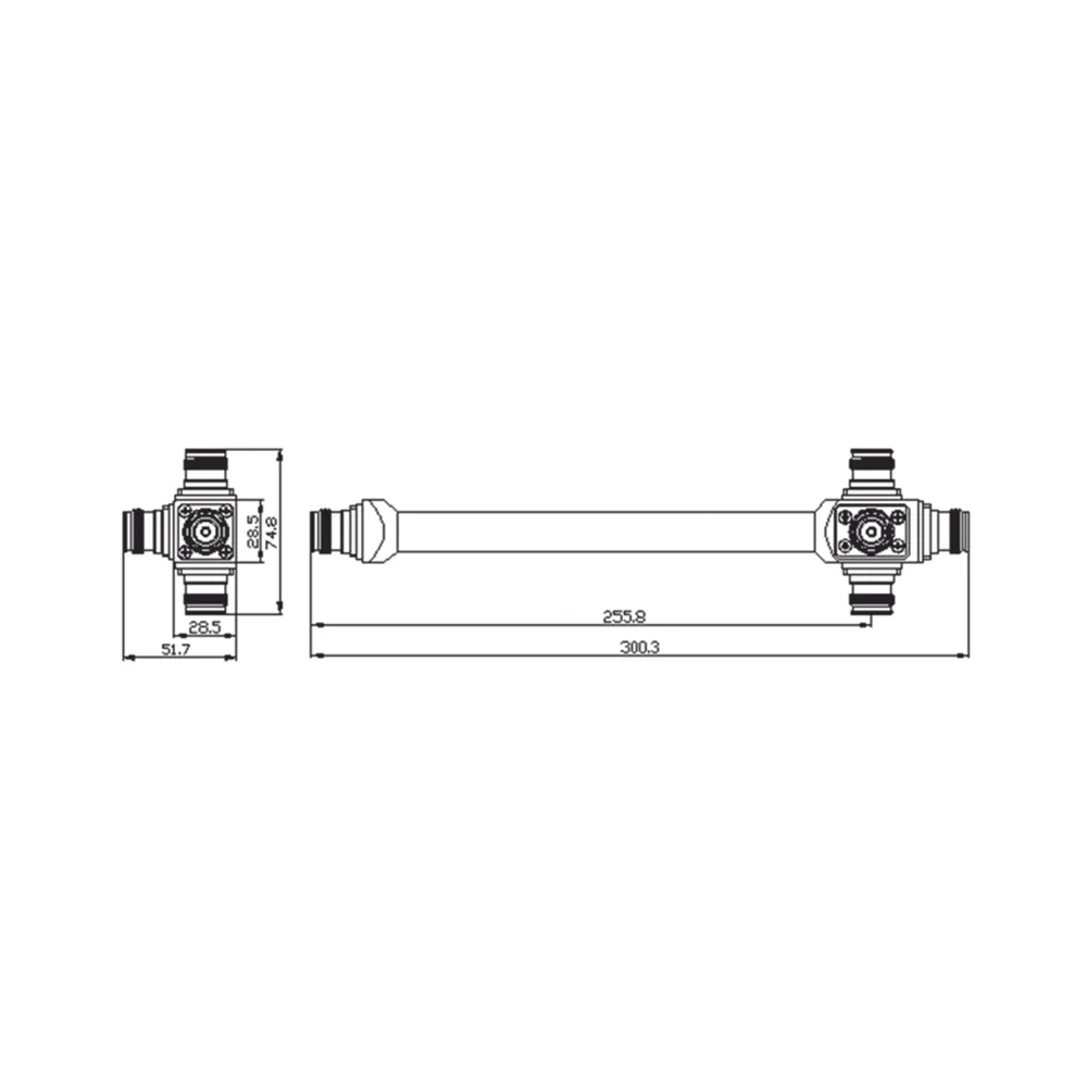 DIVISOR REACTIVO DE 4 VIAS 575-2700MHz 300W -161dBc 4.3-10 IP68 – vista 2