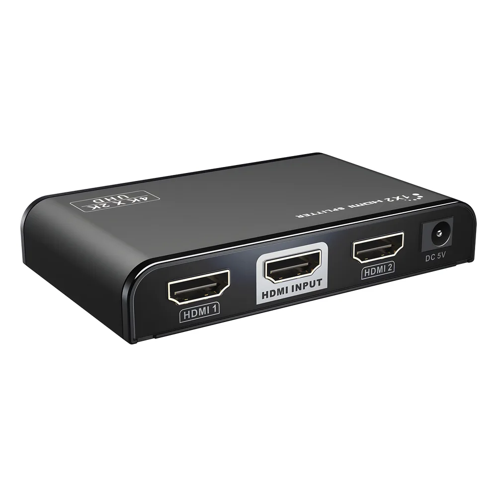 Divisor (Splitter) HDMI 4K de 1 entrada a 2 salidas / Soporta 4K×2K / HDMI 2.0 /  HDCP 2.2 / HDMI 3D / Longitud del cable de Entrada ≤30m, Salida ≤25m / Divide 1 Entrada de video HDMI  a 2 Salidas de Video HDMI (Simultaneas).