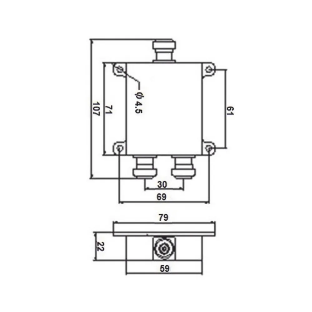DIVISOR WILKINSON DE 2 VIAS 694-2700MHz 50W -154DBC TIPO N 4.3-10  IP67 – vista 2