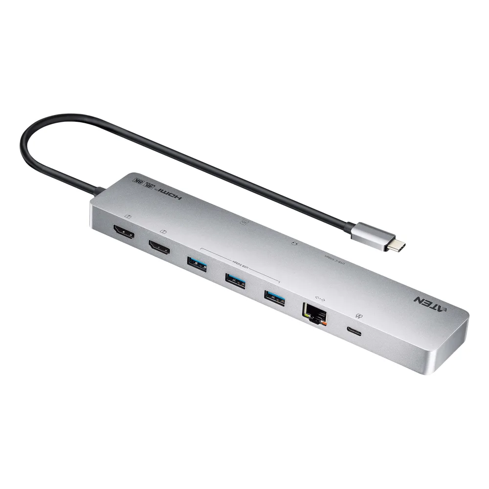 Dock Multipuerto USB-C | 11 en 1 | 8K Single o Dual 4K | PD 100W | USB 3.2 Gen 1 | Ethernet Gigabit | SD MicroSD | Aluminio