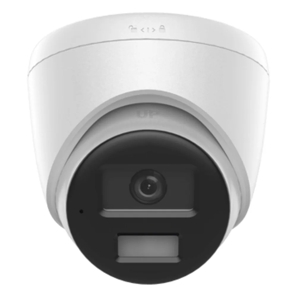 [Dual Light] Turret IP 4 Megapixel  / Lente 2.8 mm / 20 mts IR + 20 mts Luz Blanca / Micrófono Integrado / ACUSENSE Lite / Exterior IP67 / PoE / dWDR / H.265+ / ONVIF – vista 2