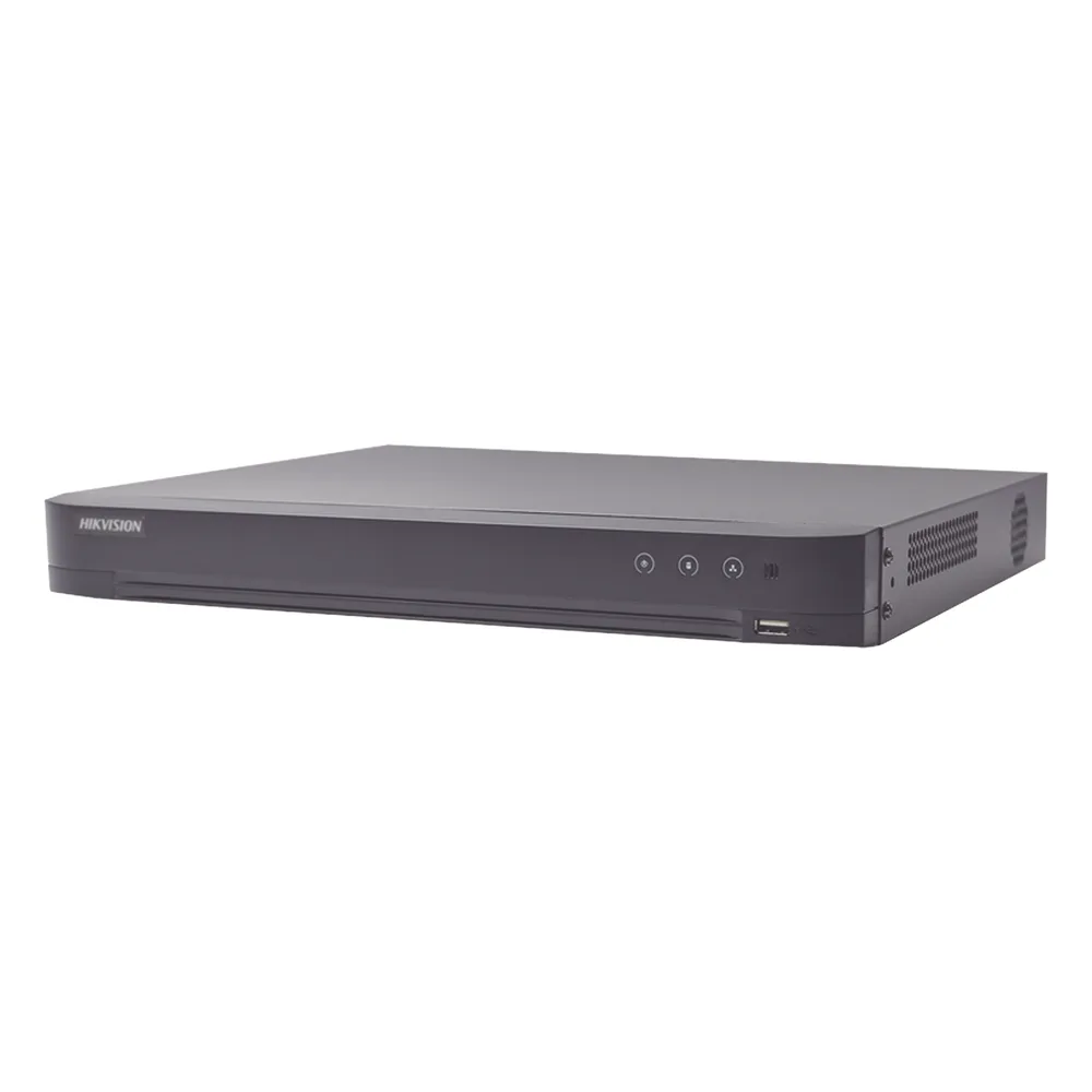 DVR 8 Canales TURBOHD + 8 Canales IP / 8 Megapixel (4K) / Audio de dos vías por Coaxitron / ACUSENSE / Reconocimiento Facial / Alarmas I/O / 1 Bahía de Disco Duro / Salida de Video en 4K / H.265+