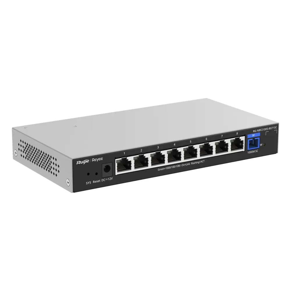 e-Lighten ONU / Switch Hibrido, Capa 2 con un Puerto PON 1G SC/UPC y 8 Puertos Ethernet 1G hasta 100 Clientes – vista 2