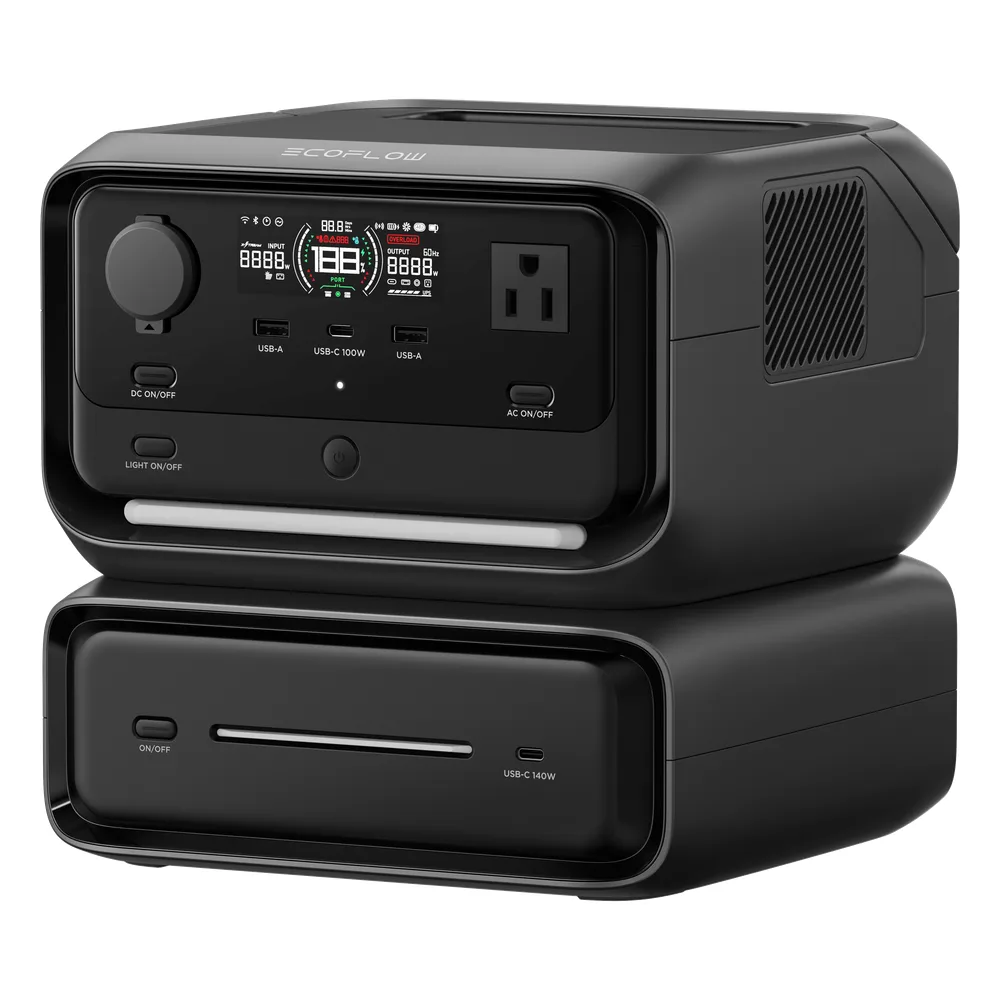 EcoFlow River 3 Plus | Estación de Energía Portátil 572Wh Litio LFP / 4 AC 800W (Max. 1600W) / 1 USB-C 100W / 3 USB -A 12W / Cargador de Coche 10A, 126W Max. / Conectividad WiFi y Bluetooth (App) / Carga Solar 220W Max.