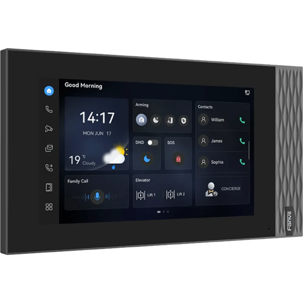 Estación Interior SIP Fanvil i554W / Pantalla Táctil 7" 1024×600 / Wi-Fi 6 / Video 1080p H.265 / 8 Entradas de Alarma / PoE / RS-485 – vista 4