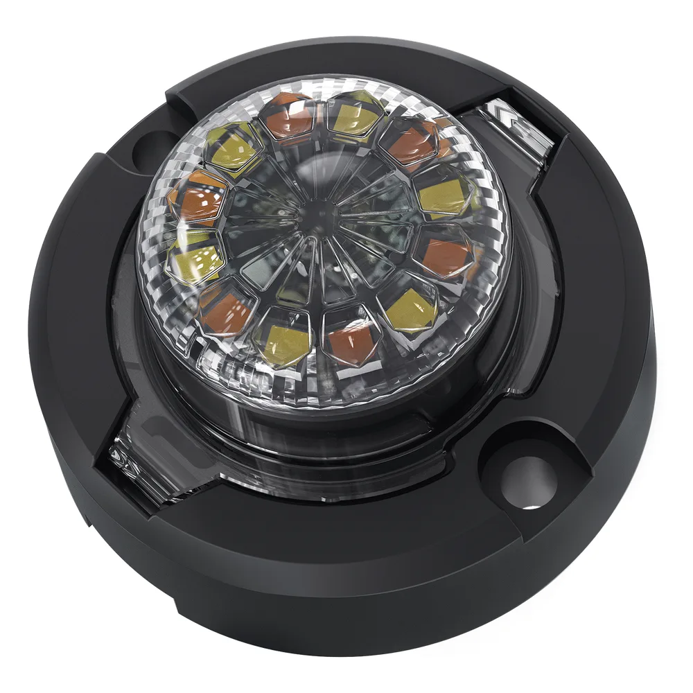 Estrobo Oculto de 12 LED, Rojo/Azul, Lente Transparente, Bisel Negro – vista 7