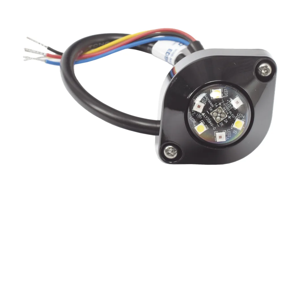 Estrobo Oculto de 6 LED, Rojo/Claro, Lente Transparente, Bisel Negro