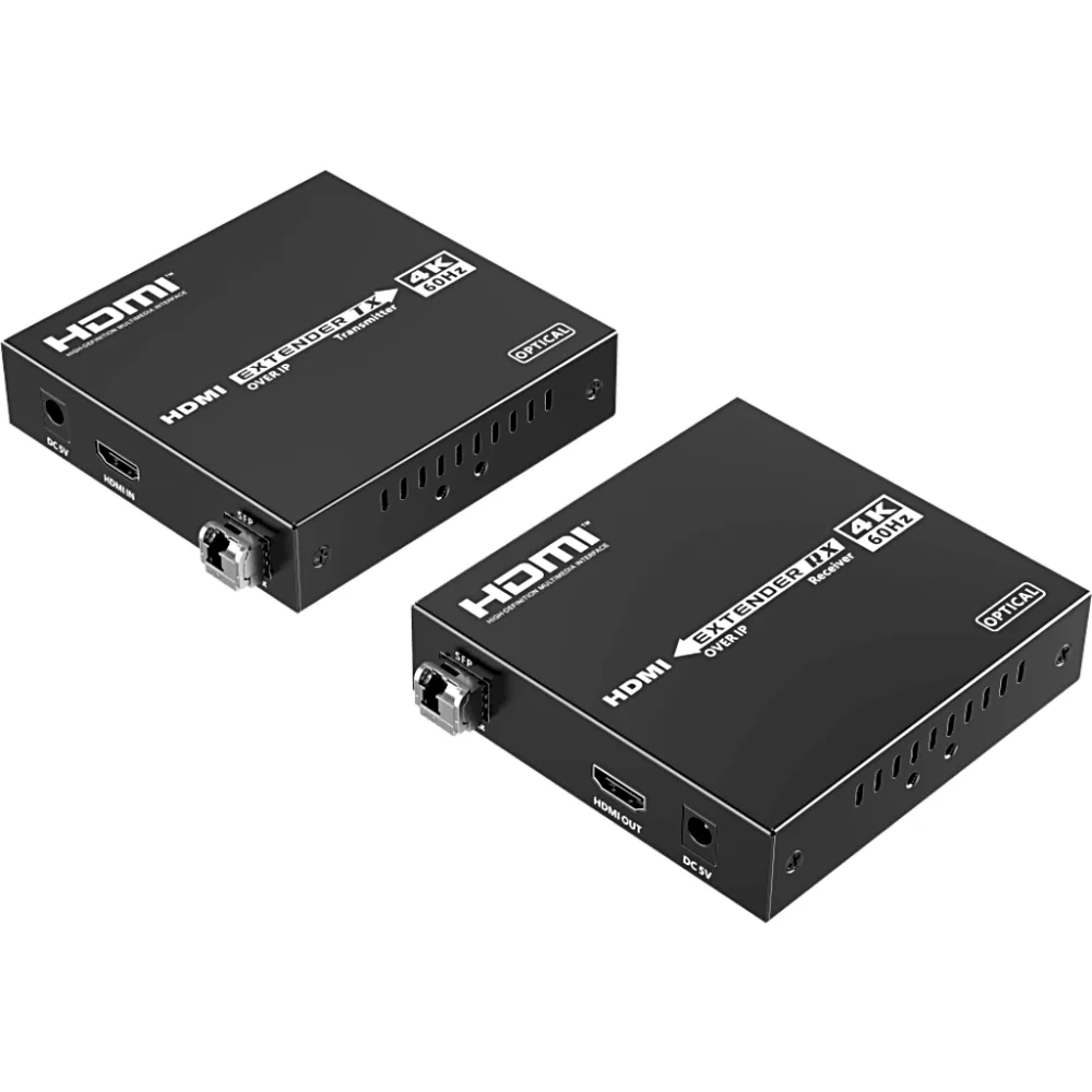 Extensor HDMI sobre IP | 4K60Hz | Fibra Óptica 40 km (24.85 mi) | 18 Gbps | HDMI 2.0 | HDCP 1.4/2.2 | IR | Protección ESD – vista 4