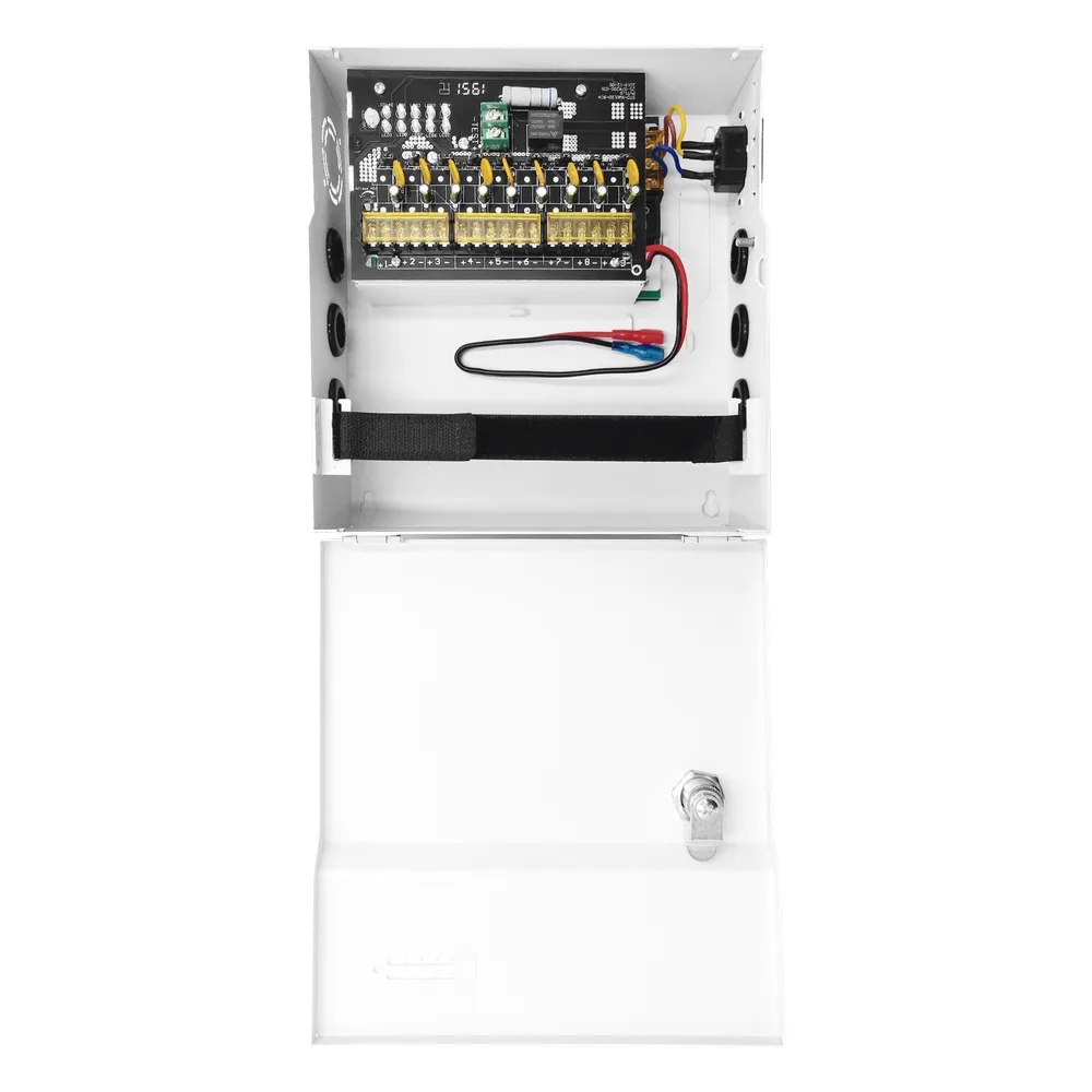 Fuente de Poder con ajuste de voltaje de 11- 15 Vcc / 10 A / 9 Salidas / Capacidad de Batería de Respaldo / Requiere Batería / Voltaje de Entrada 96-264 Vca – vista 2
