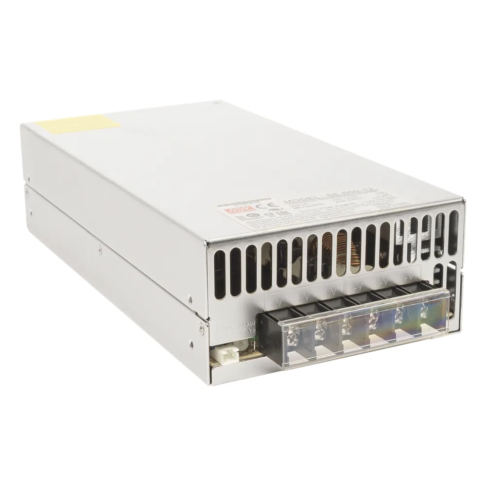 Fuente de poder industrial conmutada / 600W / 12Vcc / 50A / Entrada: 90-132Vca o 180-264Vca seleccionable / Ventilador incorporado – vista 3