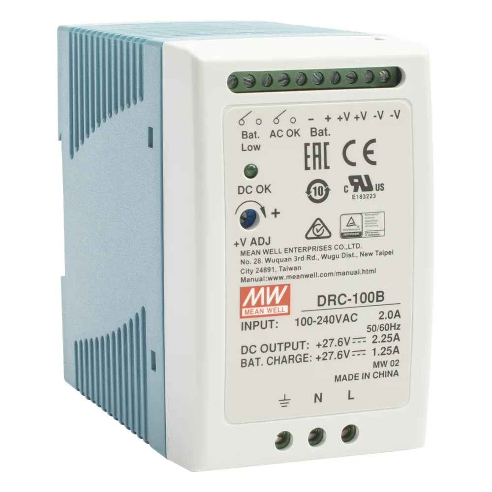 Fuente de poder Riel Din 24V, 100W con Cargador de Bateria – vista 3