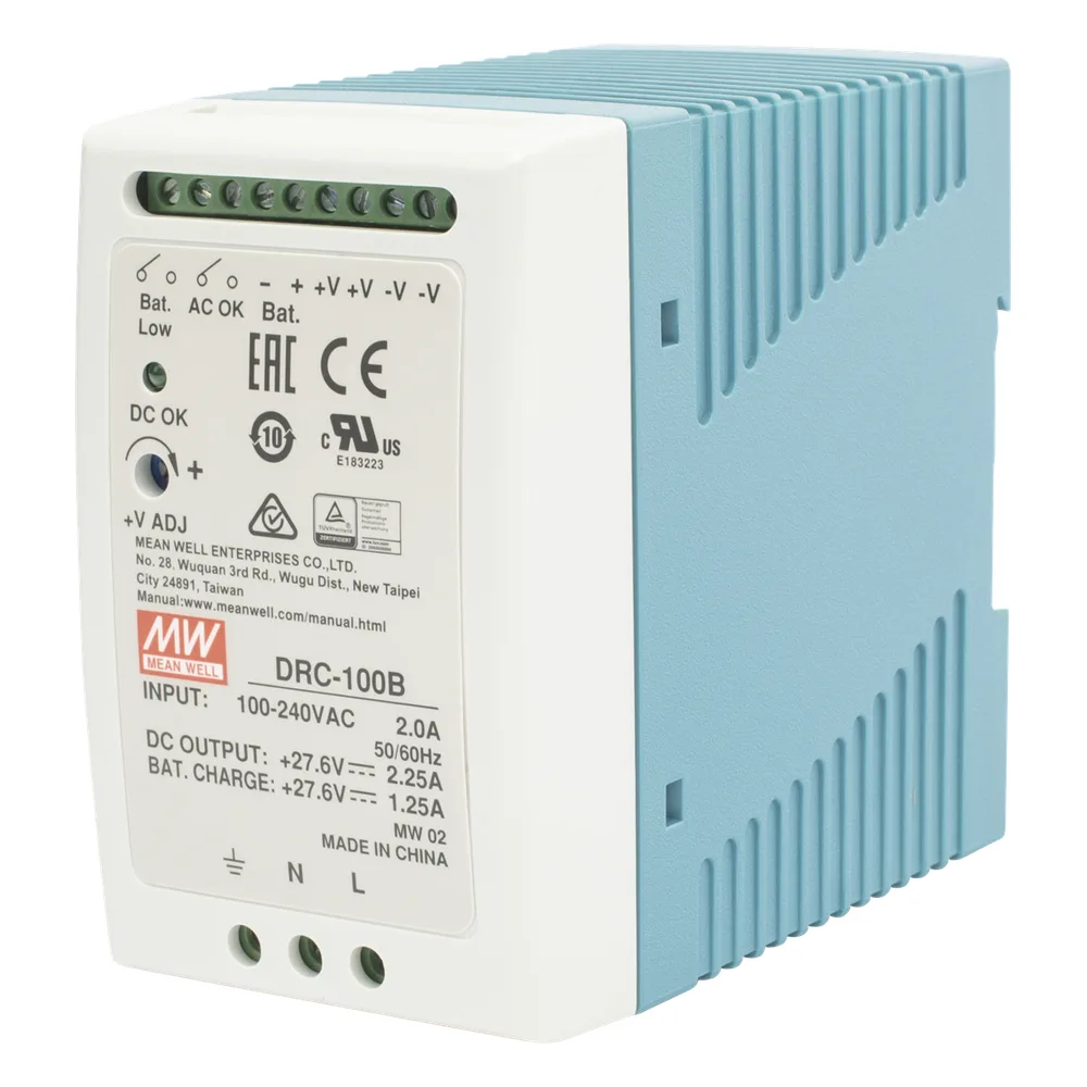 Fuente de poder Riel Din 24V, 100W con Cargador de Bateria