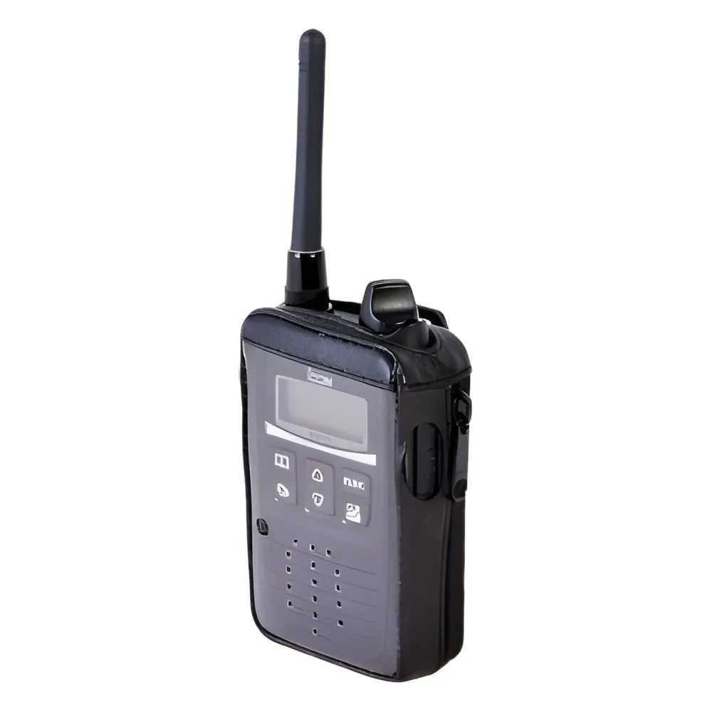 Funda Reforzada de Piel con Cierre Lateral y Visor de Pantalla Frontal Transparente, para uso en Radios IP-100H.