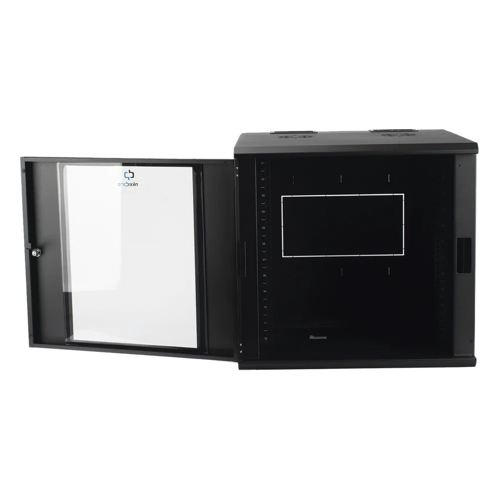 Gabinete Abatible de Pared (Con Marco Trasero) con Rack 19" de 12 Unidades. Ventana de Cristal Templado. – vista 4