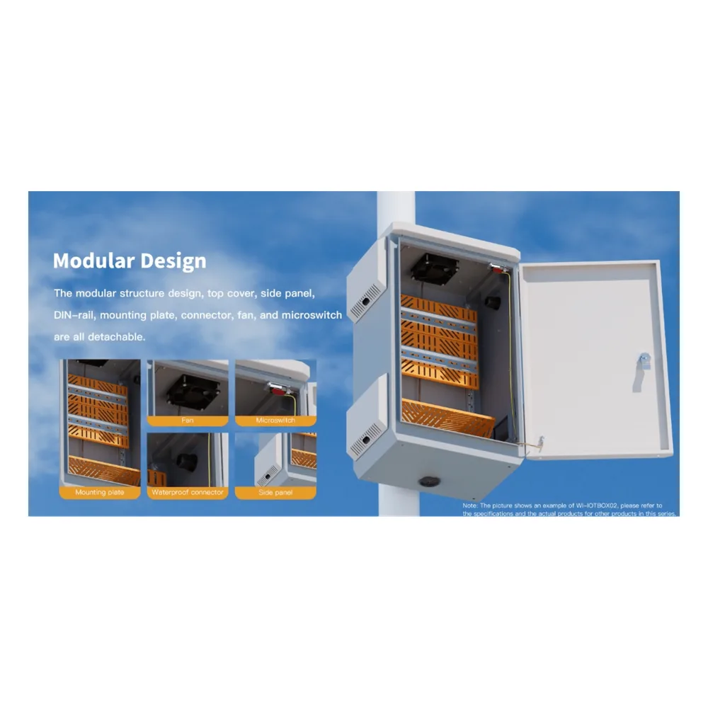 Gabinete de Acero Ventilado para Exterior 180 x 340 x 160 mm con Rieles DIN y 4 Placas Laterales para Montaje de Equipos por Fuera – vista 8