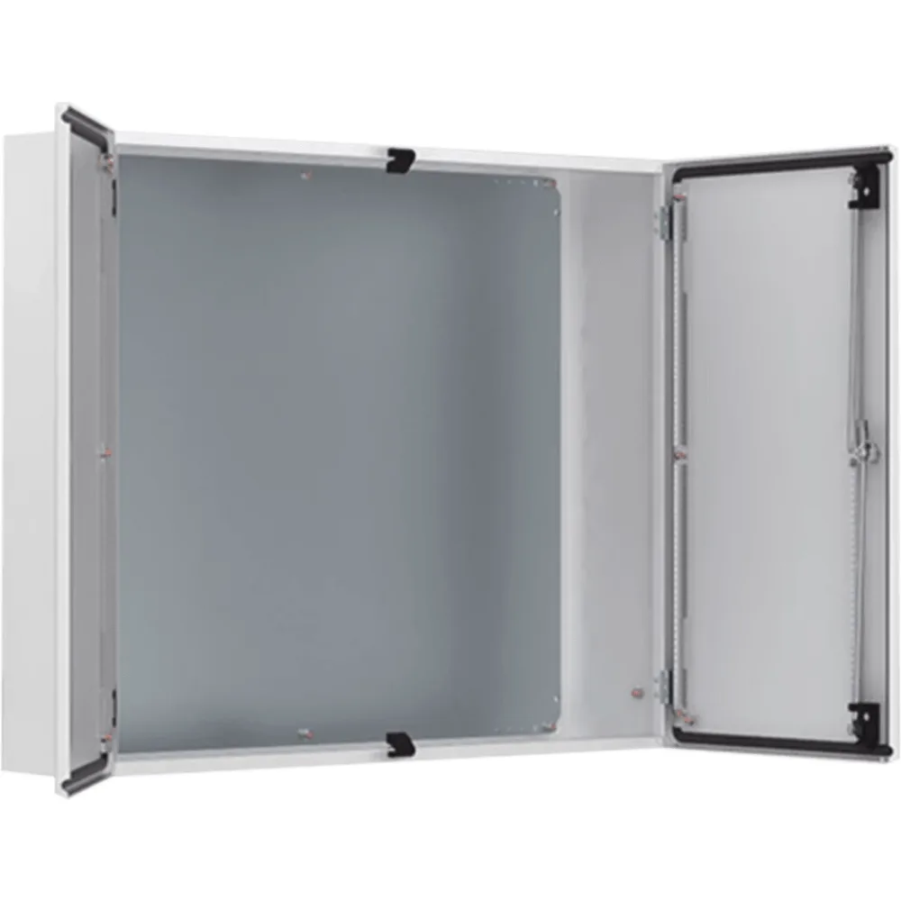 Gabinete de Doble Puerta MAD / 1000 x 1000 x 300 mm (39.37 x 39.37 x 11.81 in) / NEMA Tipo 12 / IP55 / IK10 / Acero Dulce 1.5 mm / Placa de Montaje Incluida / Gris Claro RAL 7035