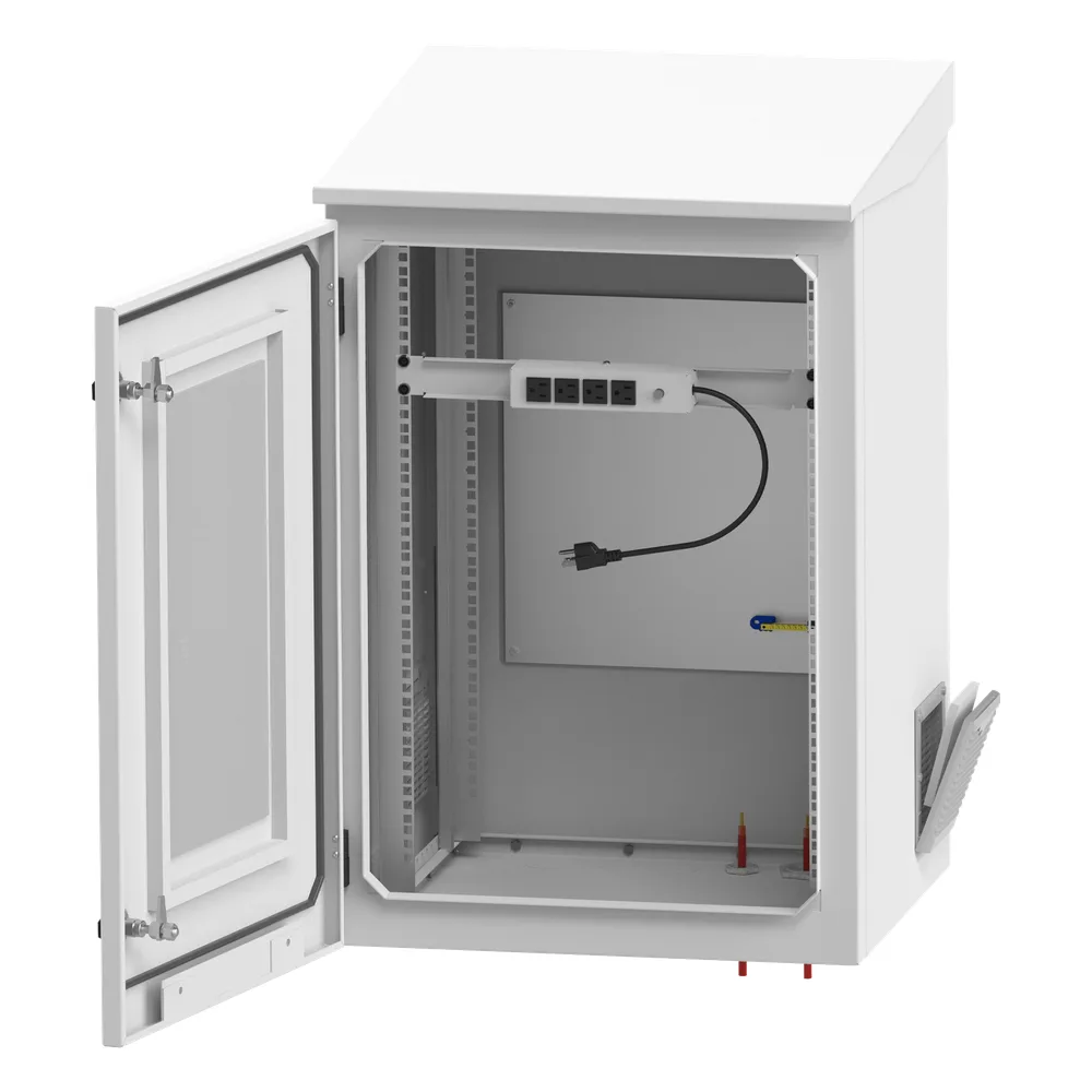 Gabinete de Exterior con Rack de 19" de 24U con Ventiladores y Termostato, Se envía el Gabinete Armado (Montaje a poste o torre se vende por separado). – vista 3