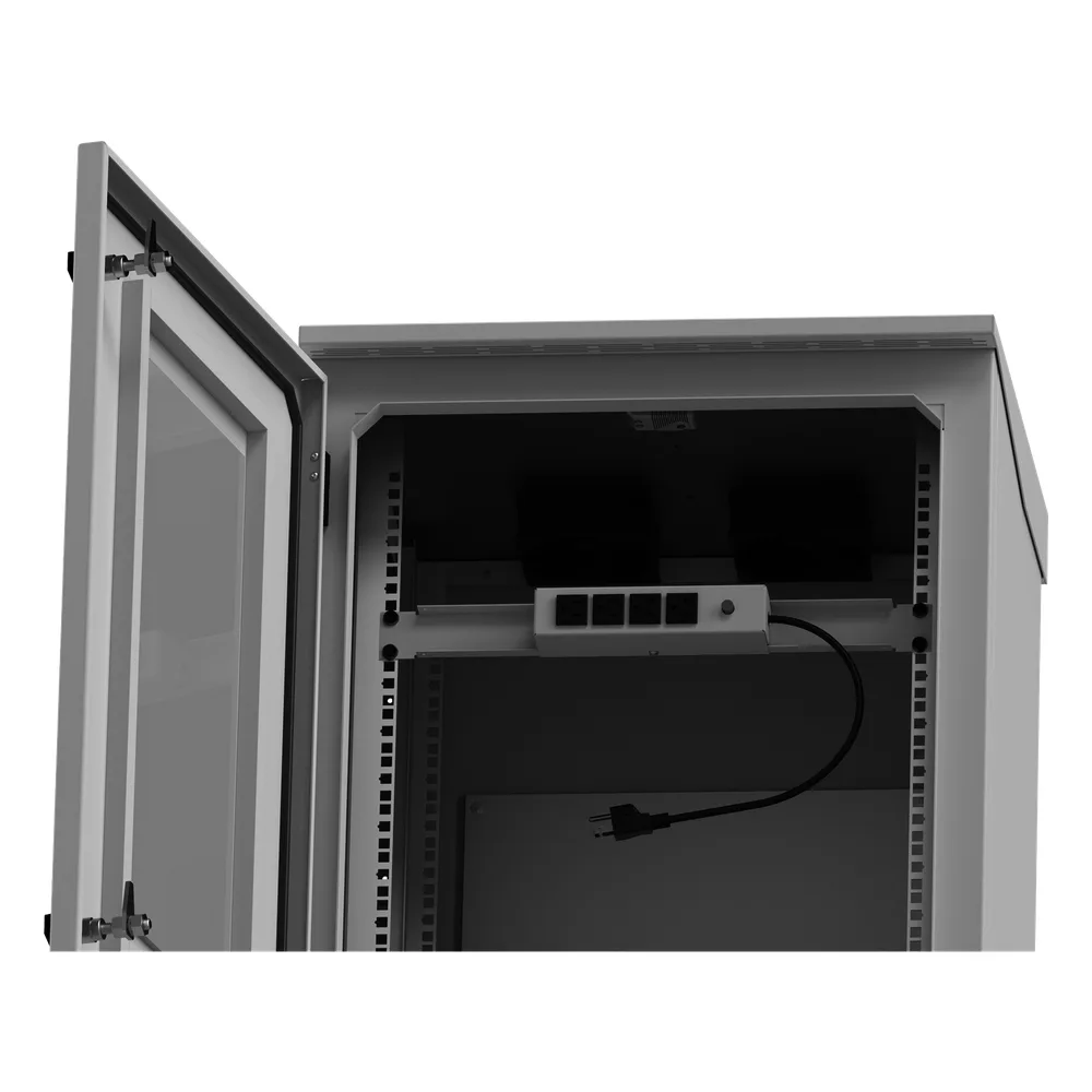 Gabinete de Exterior con Rack de 19" de 24U con Ventiladores y Termostato, Se envía el Gabinete Armado (Montaje a poste o torre se vende por separado). – vista 6