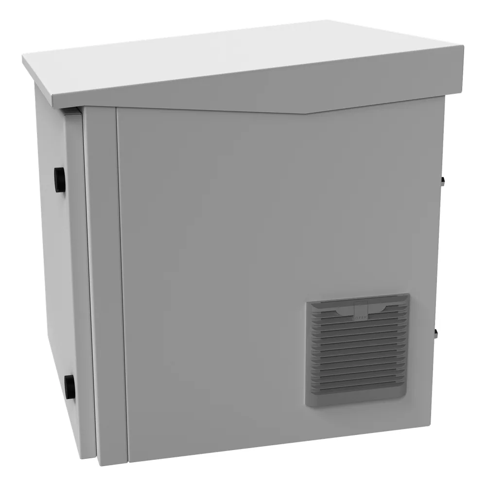 Gabinete de Exterior con Rack de 19" de 9UR con Ventiladores y Termostato, Se envía el Gabinete armado, (Montaje a poste o torre se vende por separado). – vista 2