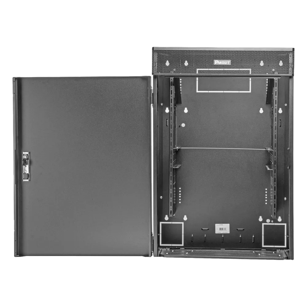 Gabinete de Montaje en Pared TrueEdge™, Con 9 UR para Equipo Activo y 9 UR para Paneles de Parcheo, Fabricado en Acero, Color Negro – vista 2