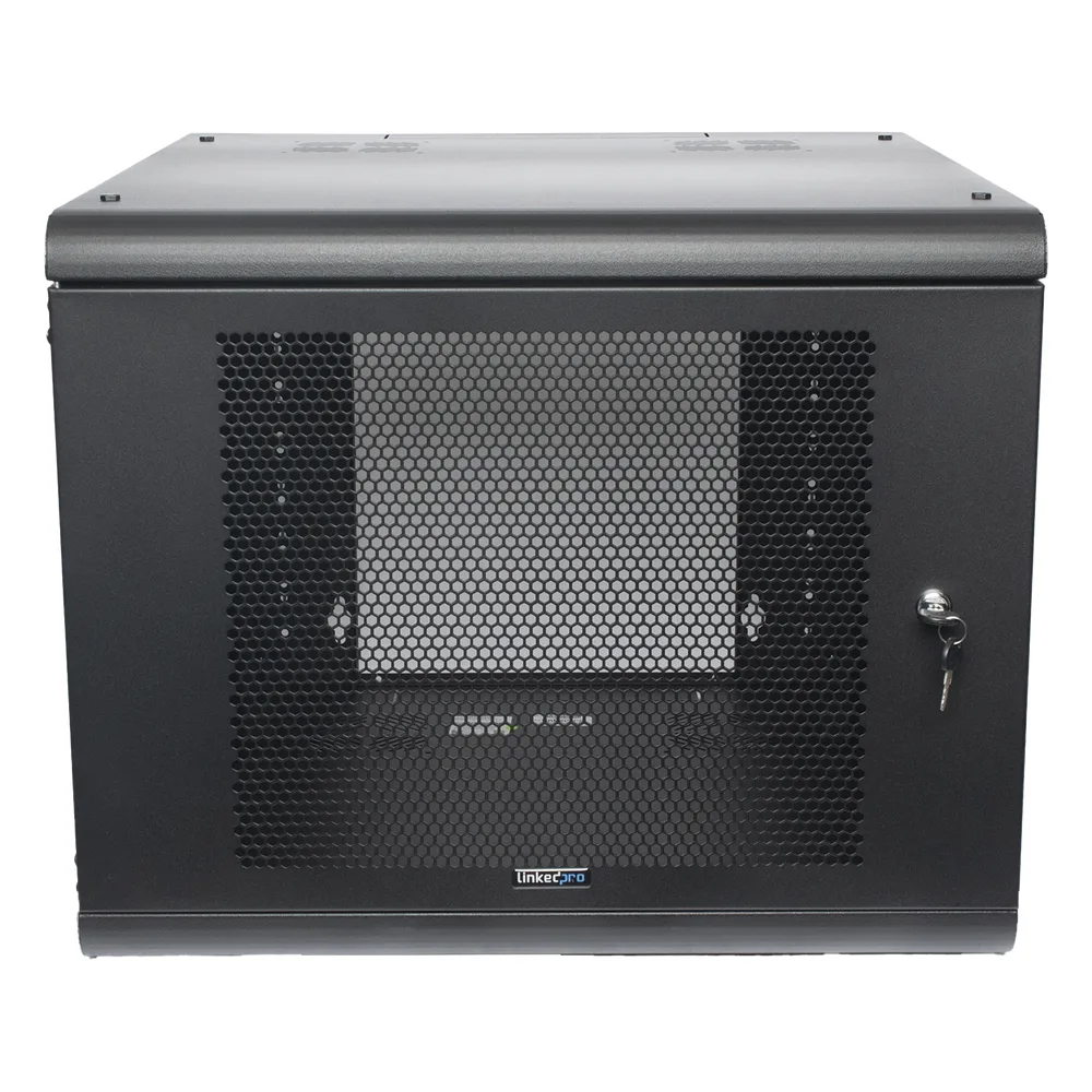 Gabinete de Pared con Puerta Perforada, 635mm de Profundidad, 9U Rack de 19 in, Acero Reforzado