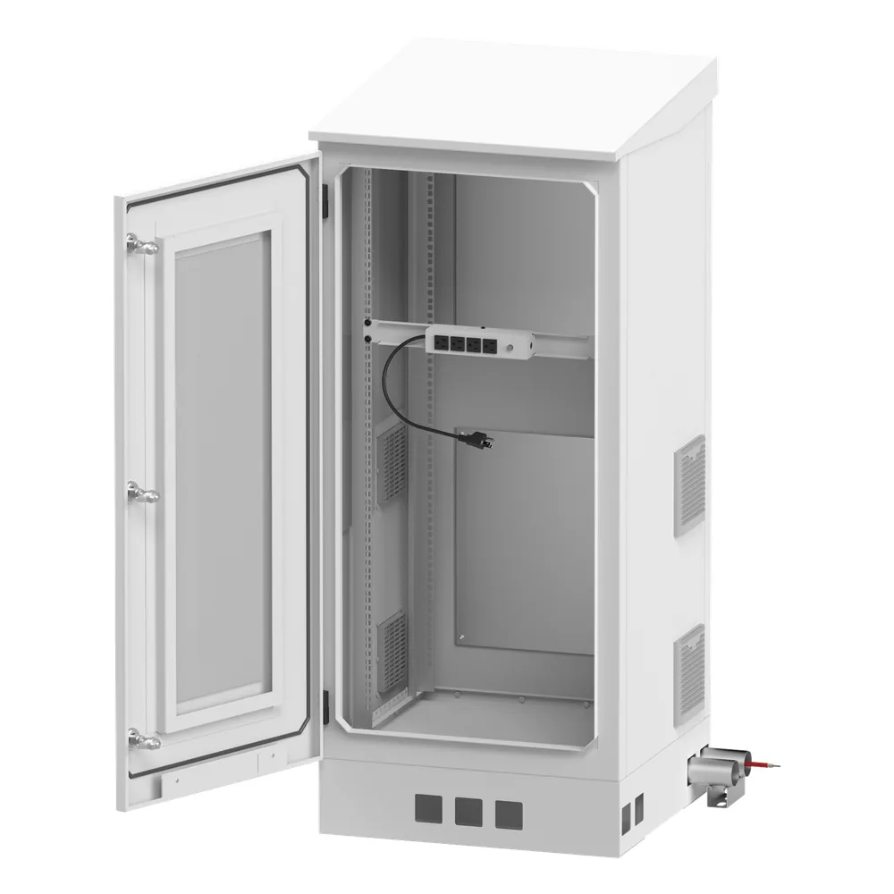 Gabinete de Piso para Exterior con Ventiladores y Termostato con Rack de 19" de 16 U + Espacio para Baterías, Se envía el Gabinete Armado. – vista 3