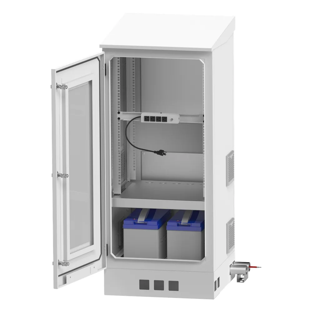 Gabinete de Piso para Exterior con Ventiladores y Termostato con Rack de 19" de 16 U + Espacio para Baterías, Se envía el Gabinete Armado. – vista 5