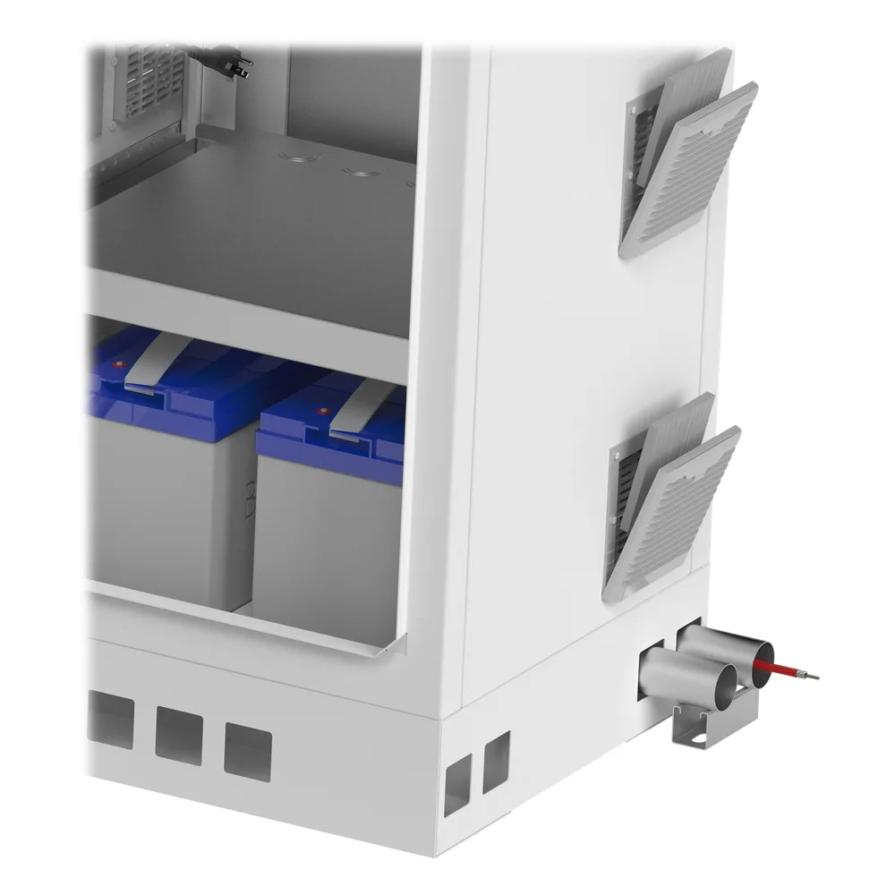 Gabinete de Piso para Exterior con Ventiladores y Termostato con Rack de 19" de 16 U + Espacio para Baterías, Se envía el Gabinete Armado. – vista 7