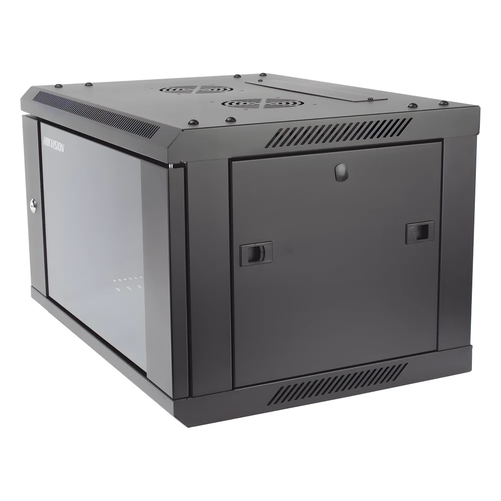 Gabinete para Montaje en Pared - Piso / Puerta de Cristal Templado / Cuerpo Fijo / 6 Unidades de Rack / 19" / Fabricado en Acero