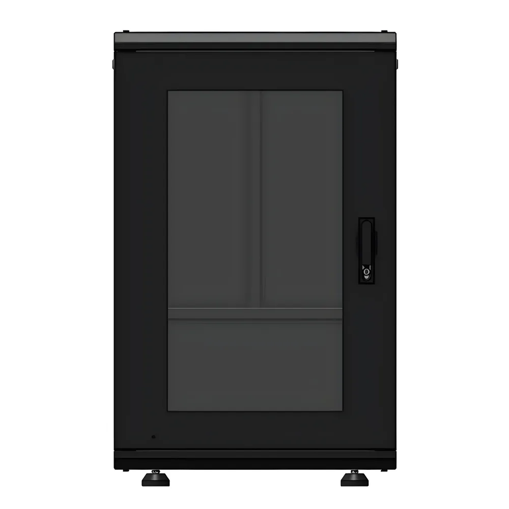 Gabinete Rack 19 Pulgadas / 18 Unidades / Piso / Puerta de Cristal / Acero Calibres 16-18-20 / Capacidad 750 kg (1653.5 lb) / Dimensiones 60 cm (23.6 in) x 93 cm (36.6 in) x 46 cm (18.1 in)