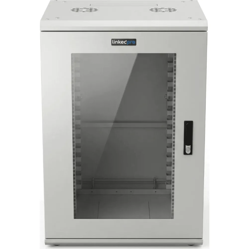 Gabinete Rackeable / 18 Unidades / 19 Pulgadas / Puerta de Cristal / Capacidad de Carga 750 Kg / Dimensiones 600x605x930 mm (23.6x23.8x36.6 in) – vista 2