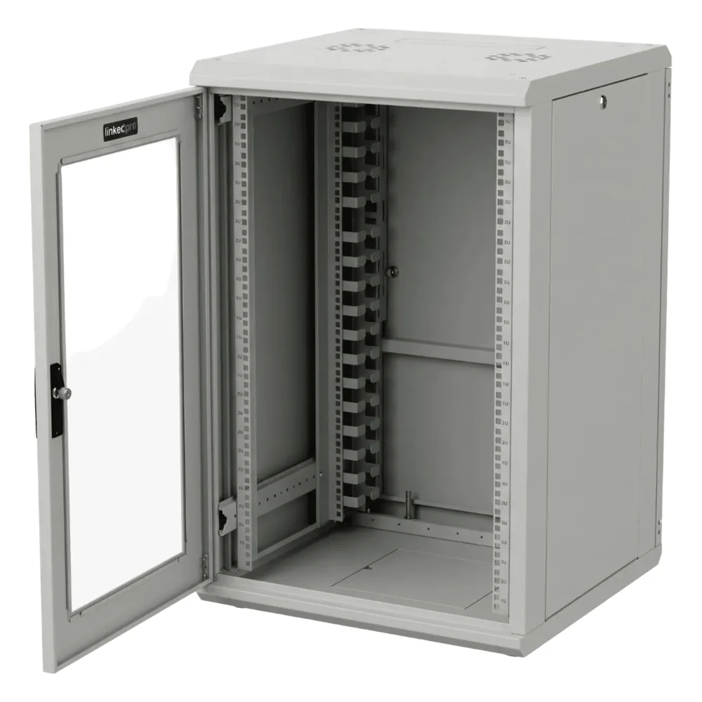 Gabinete Rackeable / 18 Unidades / 19 Pulgadas / Puerta de Cristal / Capacidad de Carga 750 Kg / Dimensiones 600x605x930 mm (23.6x23.8x36.6 in) – vista 4
