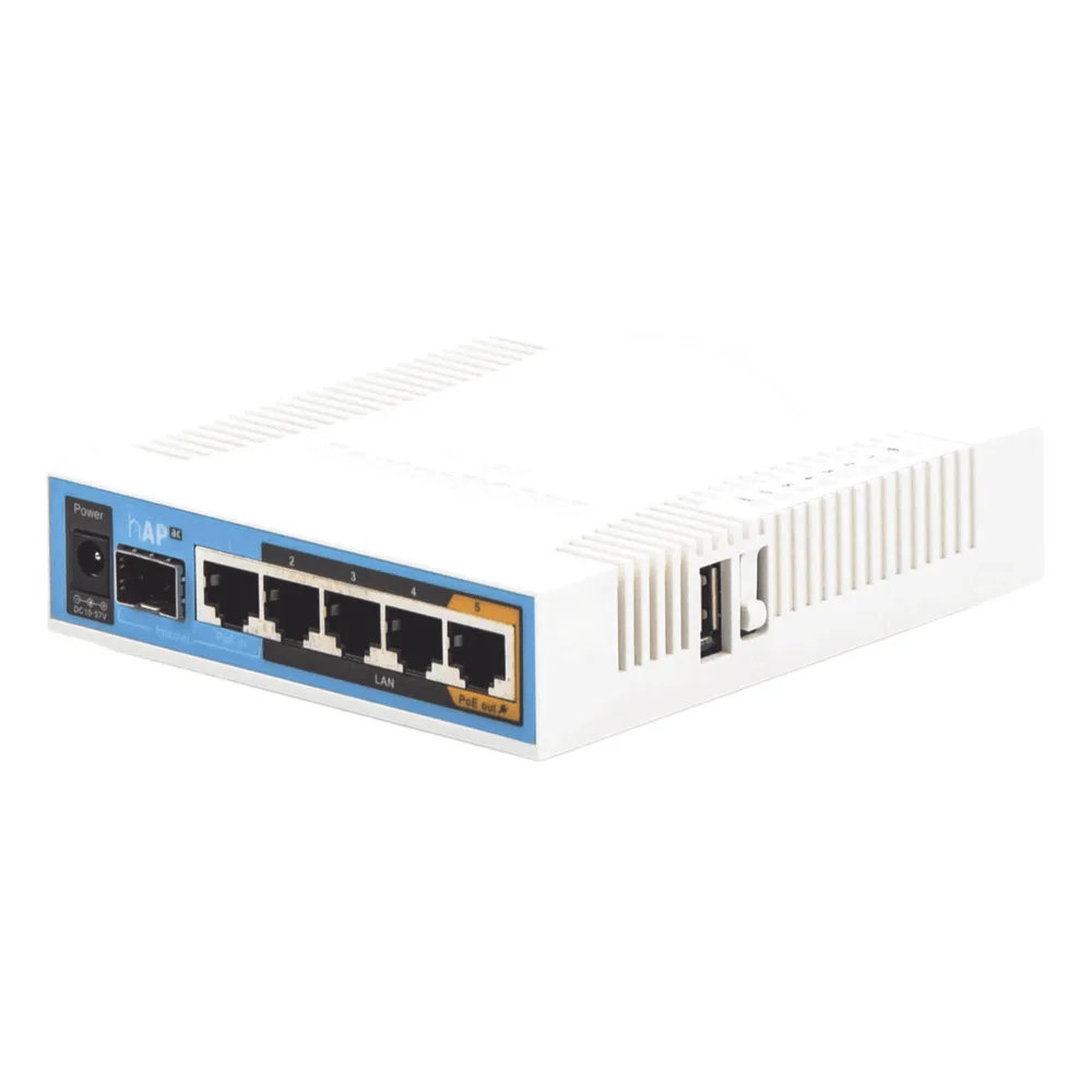 (hAP ac) 5 Puertos Gigabit Ethernet, 1 Puerto SFP, 1 USB, WiFi Doble Banda 3x3 802.11ac, hasta 1W de potencia