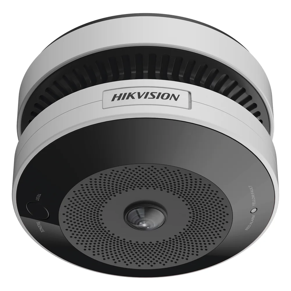 (HikFire) Mini Fisheye IP 4 Megapixel con Detector de Humo Puntual  / Autónomo / Entrada y Salida de Alarma / 15 mts IR / PoE / WDR 120 dB / Alarma de 85 dB / MicroSD 128GB / Compatible con Hik-Connect