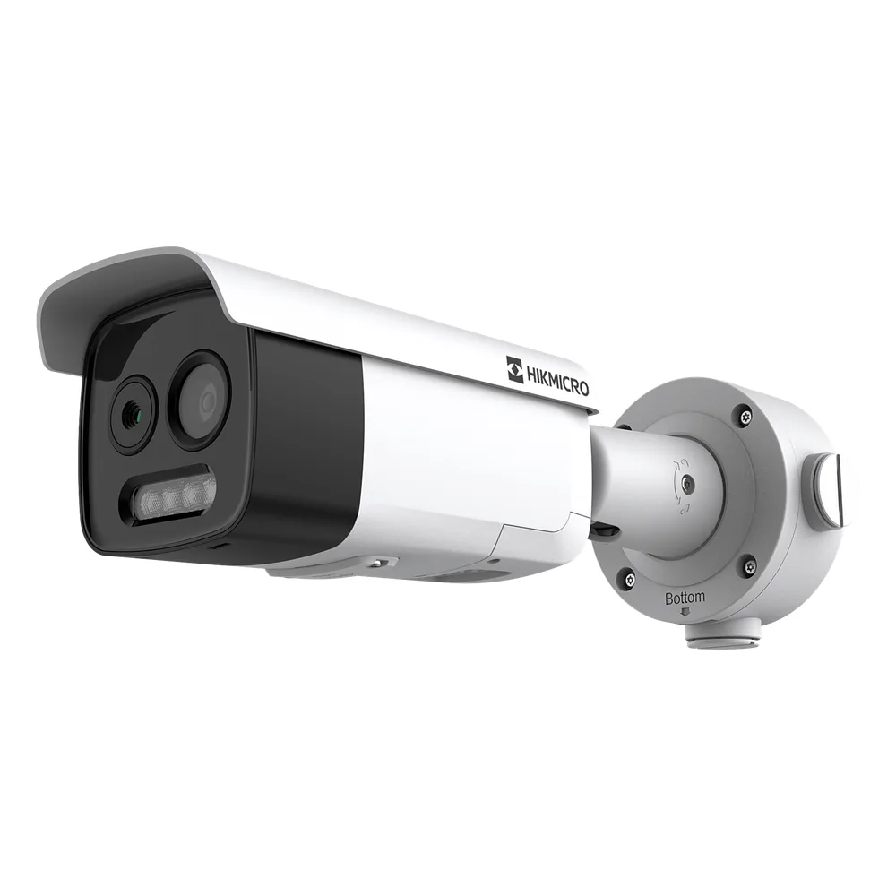 HIKMICRO Cámara Bala Dual Térmica y Óptica/ 5MP Óptica + 256×192 Térmica / IA para Detección Humana 84m y Vehicular 210m / Alarma por Temperatura -20°C a 150°C / Detección de Fuego y Fu