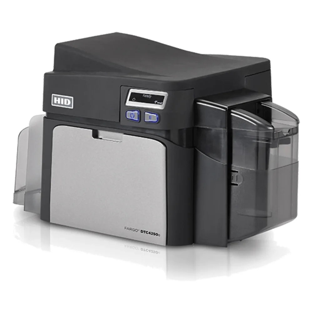 Impresora de Tarjetas ID FARGO DTC4250e / Dye Sublimation y Transferencia Térmica de Resina / Resolución 300 dpi / Seguridad AES-256 / Interfaz USB 2.0 y Ethernet / Capacidad de Tarjeta de Entrada 100 Tarjetas – vista 2