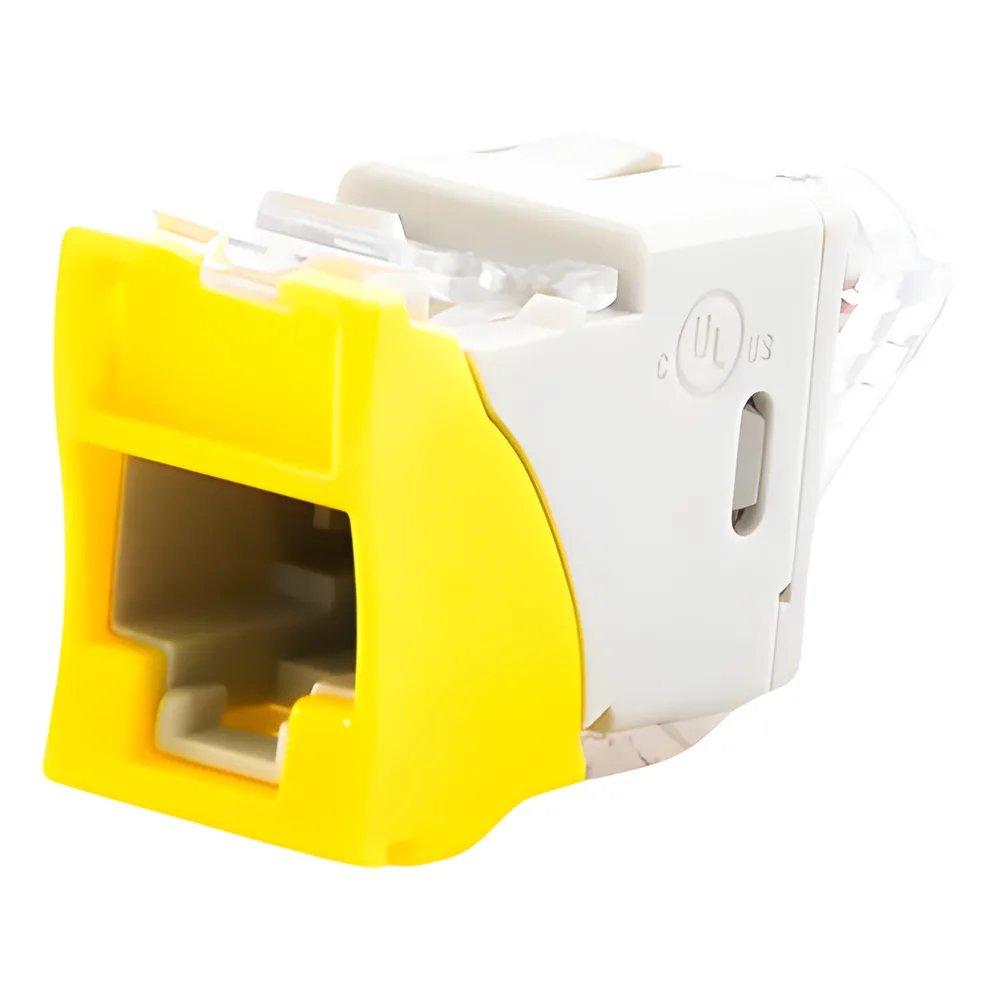 Jack Ultramax Cat5e, UTP, Montaje Híbrido en Placa de Pared (Plano y Angulado), Color Amarillo, Punch Down – vista 3