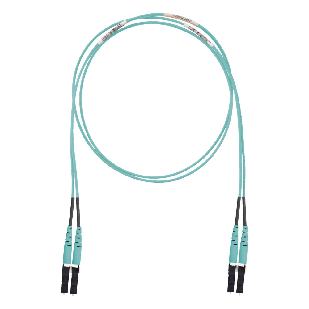 Jumper de Fibra Optica Multimodo 50/125 OM3, LC-LC Duplex, LSZH (Cero Halógenos), Color Aqua, 10 Metros (32.81 Pies)