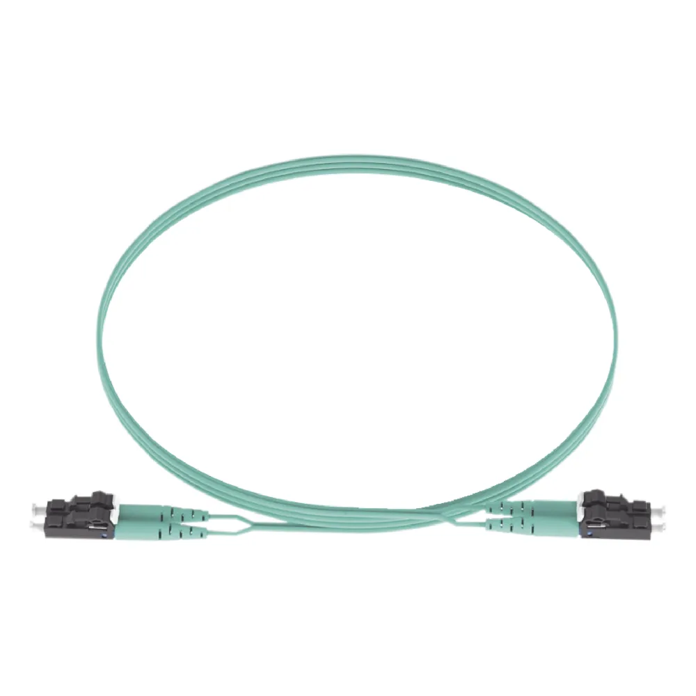 Jumper de Fibra Optica Multimodo 50/125 OM3, LC-LC Duplex, OFNR (Riser), Color Aqua, 5 Metros (16.40 Pies)