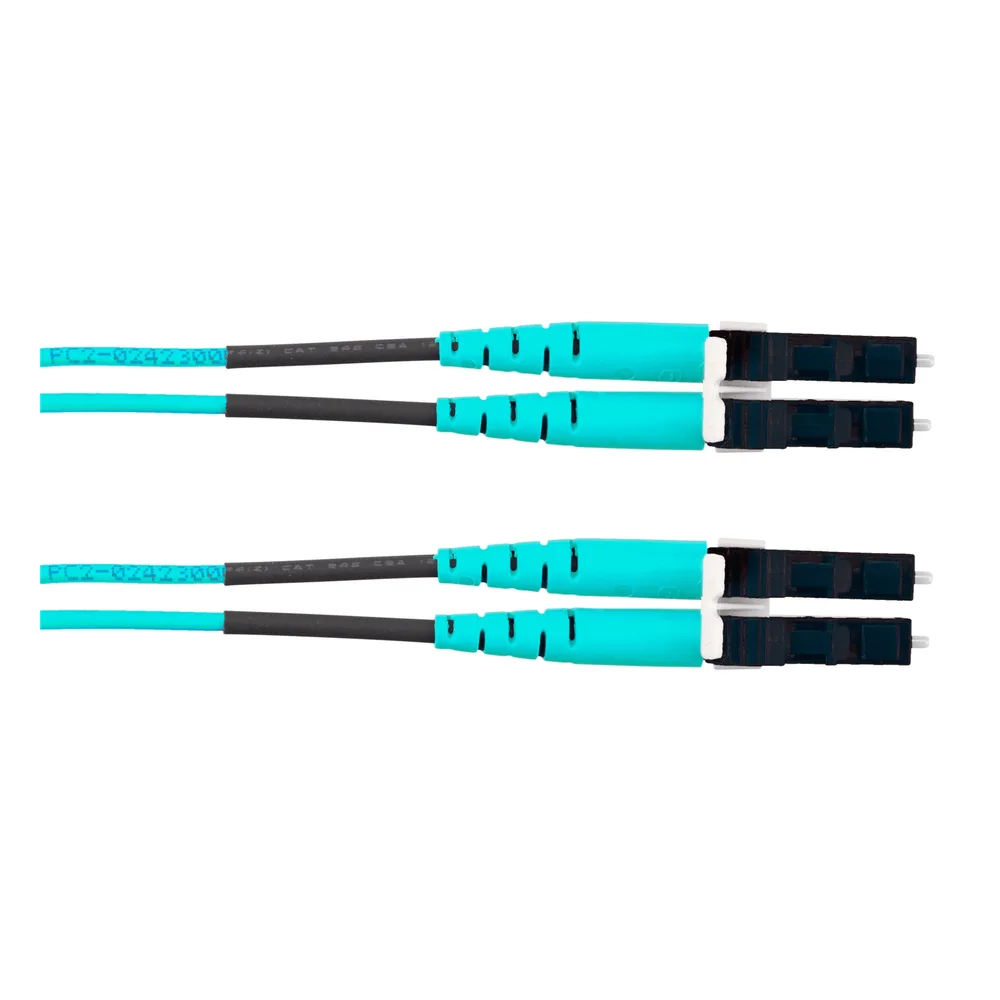 Jumper de Fibra Optica Multimodo 50/125 OM4, LC-LC Duplex, OFNR (Riser), Color Aqua, 2.44 Metros (8 Pies) – vista 2