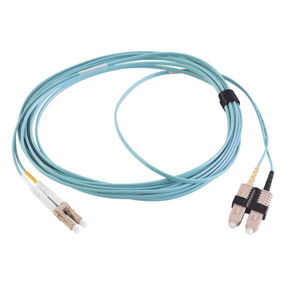 Jumper de Fibra Óptica Multimodo 50/125 XGLO OM3, LC-SC Duplex, OFNR, Color Aqua, 5 Metros (16.40 Pies)