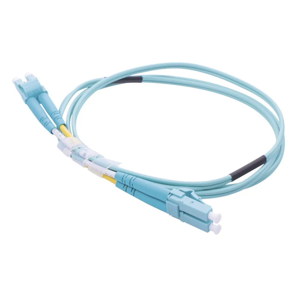 Jumper de Fibra Óptica Multimodo OM3 50/125 LC-LC OFNR (Riser), 2.0 mm, Dúplex, Aqua, 1 Metro (3.28 Pies)