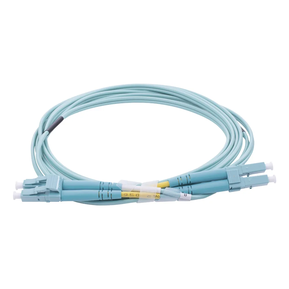 Jumper de Fibra Óptica Multimodo OM4 50/125 LC-LC OFNR (Riser), 2.0 mm, Dúplex, Aqua, 2 Metros (6.56 Pies)