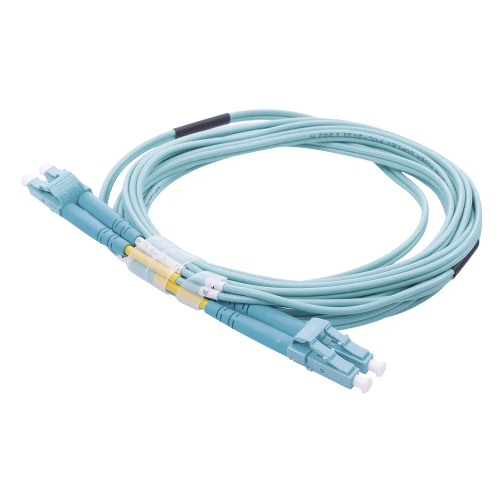 Jumper de Fibra Óptica Multimodo OM4 50/125 LC-LC OFNR (Riser), 2.0 mm, Dúplex, Aqua, 3 Metros (9.84 Pies)