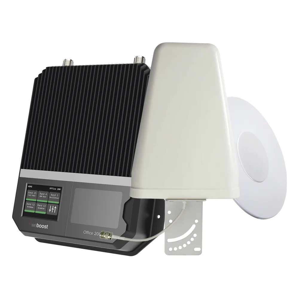 KIT Amplificador Office 200 4G LTE, 3G y VOZ con antena direccional. Especial para cubrir áreas de hasta 1600 Metros Cuadrados por ser de grado comercial e industrial. Soporta múltiples operadores, tecnologías y usuarios.