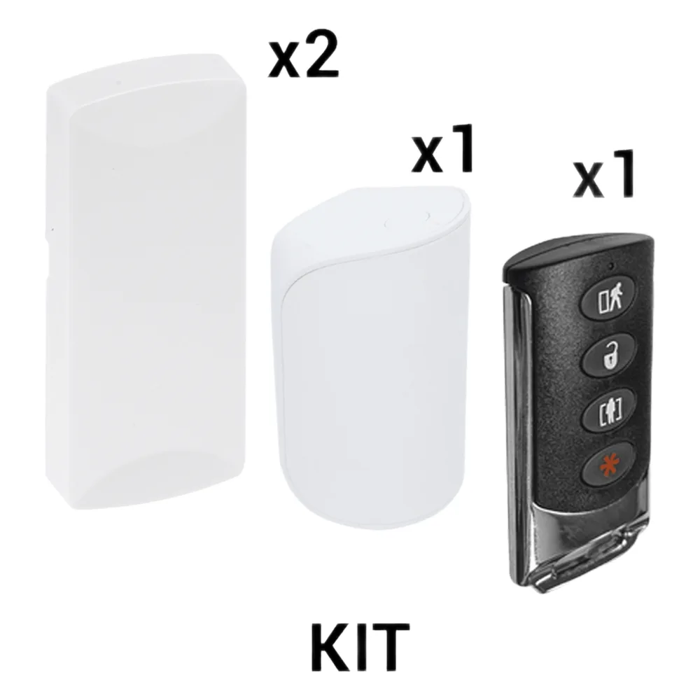 KIT Básico Sensores Inalámbricos - Incluye 2 Contactos Magnéticos, 1 PIR y 1 Llavero - Compatibles con Honeywell y PRO4GEN2