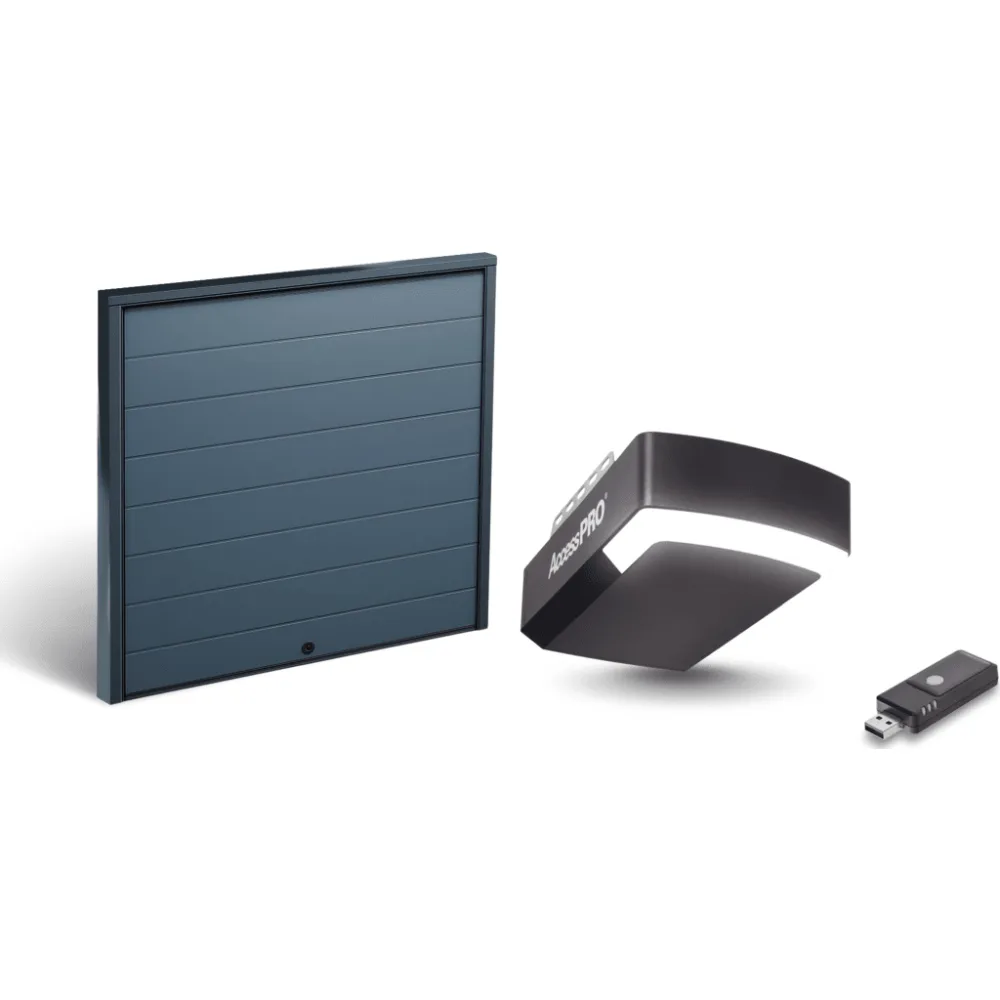 KIT COMPLETO Incluye /Puerta D/ Garage / APDOORL 9x7 Pies / Lisa Linea Central / Insulada / Interfase ACCESSWIFI / Motor FS1000M / 1/2HP / Fuerte/Silencioso/Luz LED/Motor DC .
