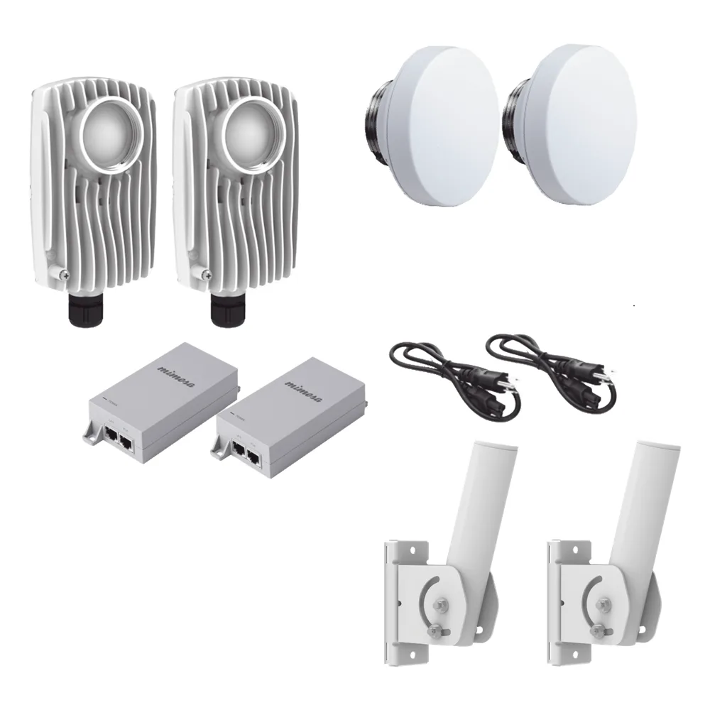 Kit de 2 radios C6X con 2 antenas de (12 dBi), rango de frecuencia extendida (4.9 a 6.4 GHz),  incluye inyector POE, cable de alimentación y 2 FLEXIMOUNT-XL para alineación