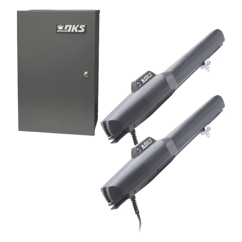 Kit de Operadores Abatibles 6006 de Doorking / Para Puertas de Hasta 5.5 Metros / Soporta Respaldo de Baterias